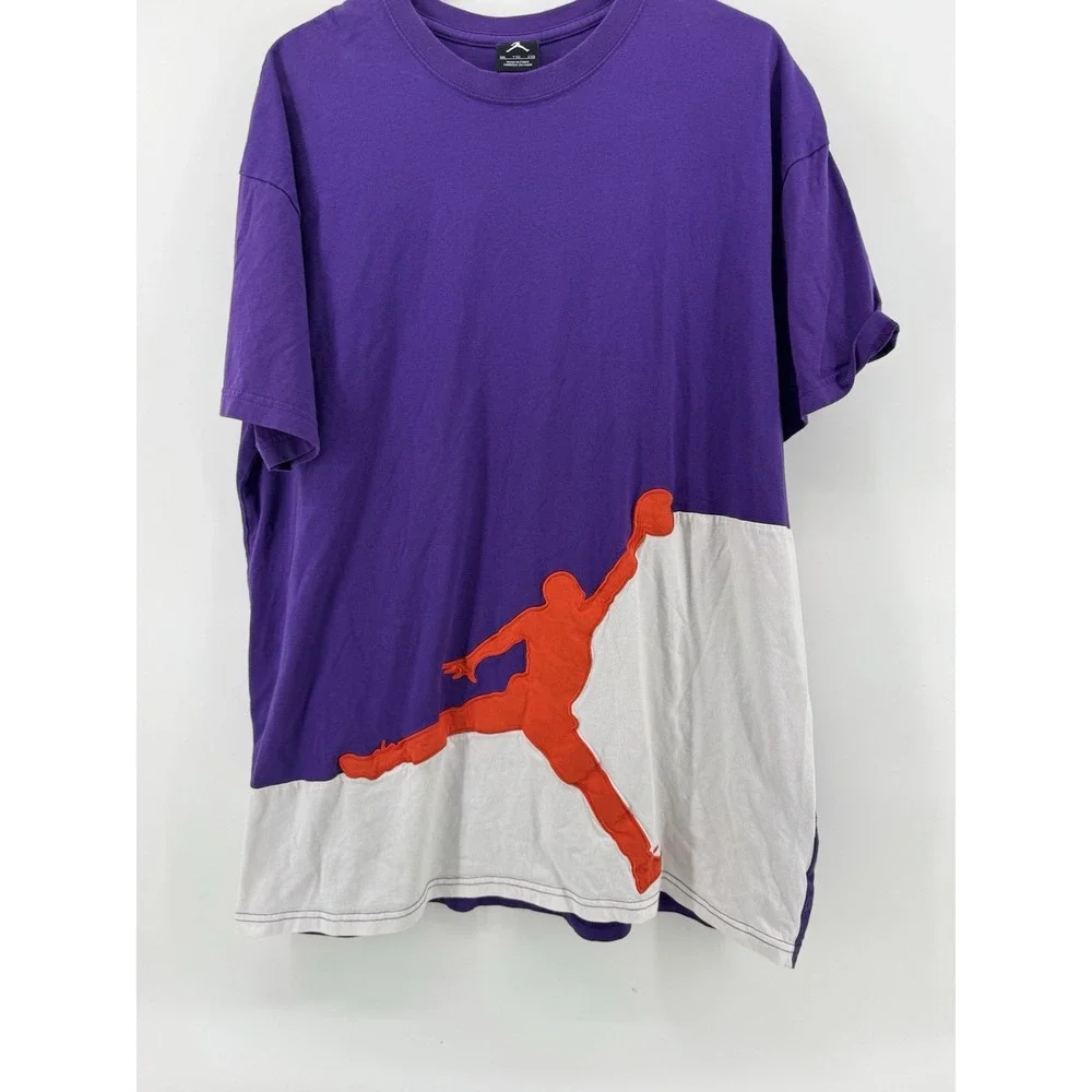 Jordan Embroidered‎ Mens XXL T-Shirt Purple Orange Jumpman Graphic Tee Oversized